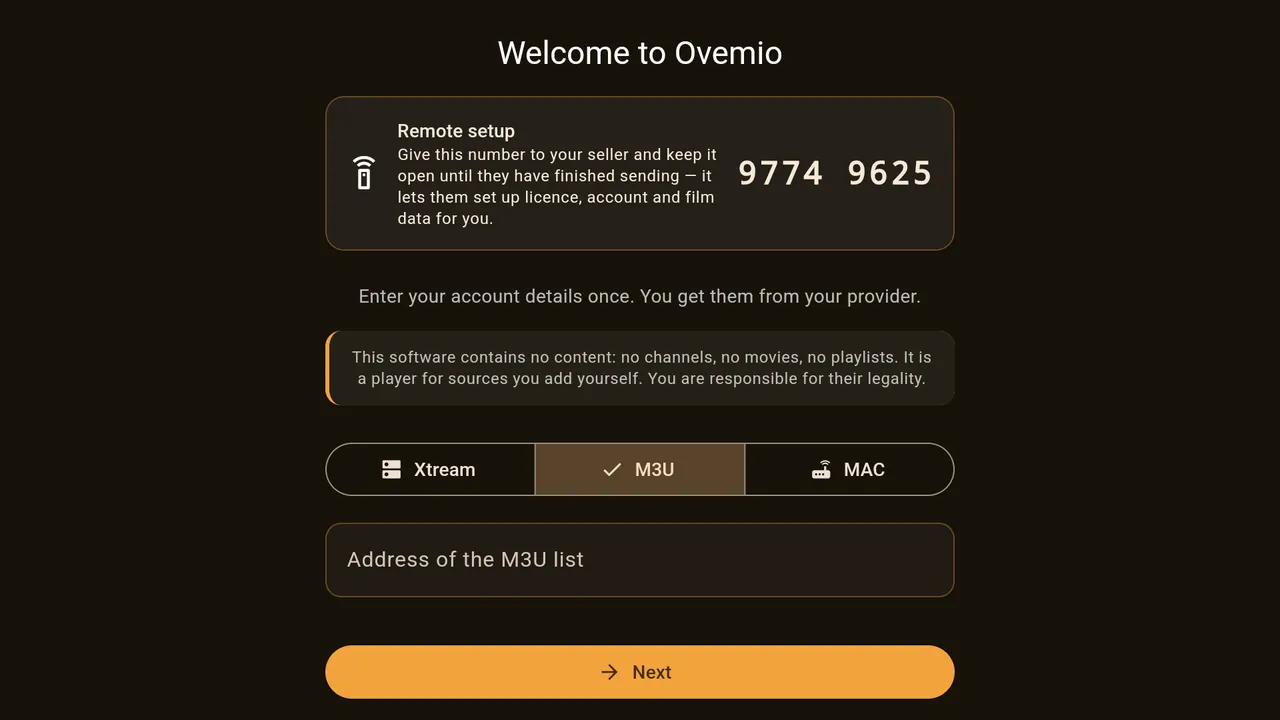 M3U: a single address.